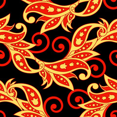 Floral seamless pattern. Vector illustration in asian textile style