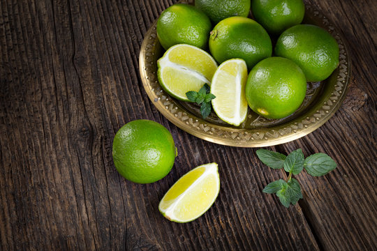 Bunch of green limes.