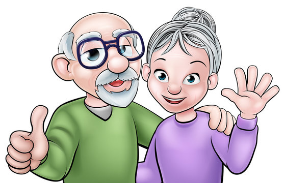 Cartoon Elderly Couple