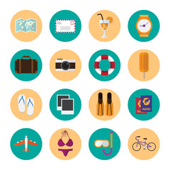summer icons set. journey and travel design concept. vector illustration.