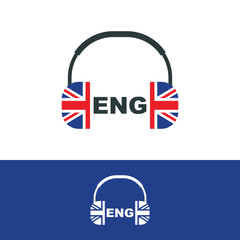 English audio courses logo template
