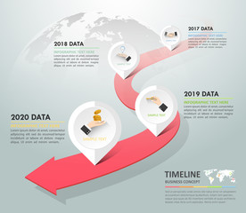 Arrow way infographic template 4 options. can be used for workflow layout, diagram, number options, timeline and steps