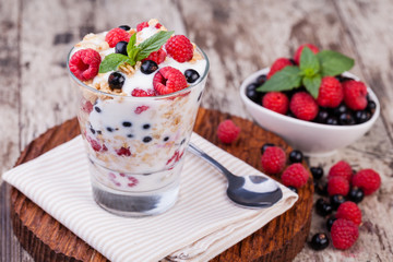 yogurt with muesli and berries