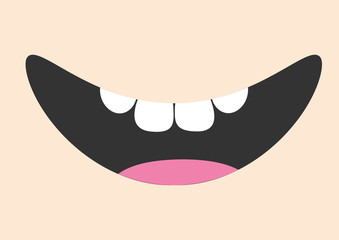Mouth with tongue and healthy tooth. Smiling face. Body part. Cute cartoon character. Oral dental hygiene Children teeth care icon. Baby background Flat design