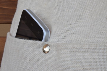 A white bag with red belt - closeup