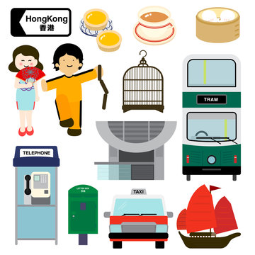 HONGKONG
Hongkong, popular destination city for people who enjoy eating and shopping. Icons of Hongkong are illustrated in color and simple graphic.
