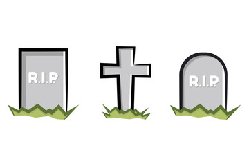 Set of cartoon tombstones. Vector illustration