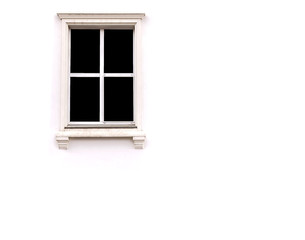 Beautiful window on white plaster wall