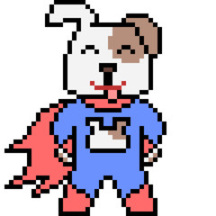 vector pixel art superhero pet