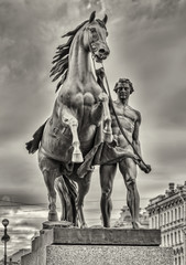 Horse Tamer statue on Anichkov bridge in Saint Petersburg.