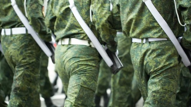 Group of walking soldiers