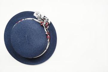 Summer straw hat isolated on white background
