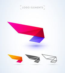 Abstract aircraft wing logo design. Material design style.