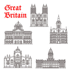 Fototapeta premium Great Britain architecture landmarks vector icons