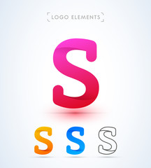 Naklejka premium Abstract letter S logo template. Origami paper style. Material design.