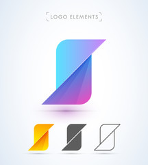 Abstract letter S logo template. Origami paper style. Material design.