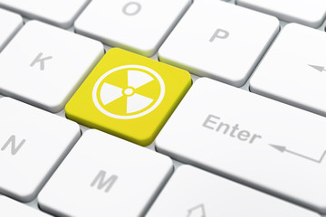 Science concept: Radiation on computer keyboard background