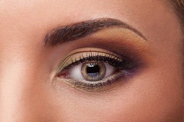 Close up photo of an eye with perfect make up. Professional beauty image