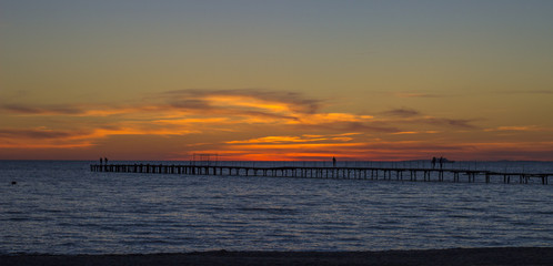 Sunset on the sea coast. Sunset background