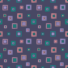 Seamless vector geometrical pattern with rhombus, squares. endless background with hand drawn textured geometric figures. Pastel Graphic illustration Template for wrapping, web backgrounds, wallpaper