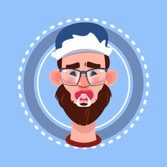 Profile Icon Male Emotion Avatar, Man Cartoon Portrait Small Child Face Flat Vector Illustration