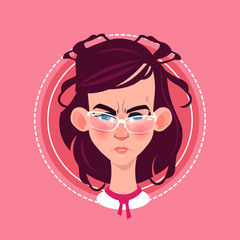 Profile Icon Female Emotion Avatar, Woman Cartoon Portrait Sad Face Flat Vector Illustration