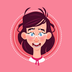 Profile Icon Female Emotion Avatar, Woman Cartoon Portrait Surprised Face Flat Vector Illustration