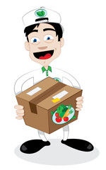 friendly courier delivering fresh food