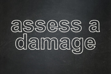 Obraz premium Insurance concept: Assess A Damage on chalkboard background