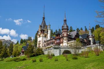Fototapeta premium Peles Castle in Sinaia, Romania. Discover Romania concept.