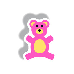 stylish icon in paper sticker style toy bear