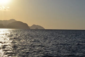 Ocean view during sunset in El Nido