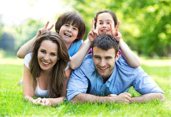 Happy family outdoors
