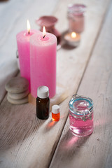 composition of spa treatment on white wooden