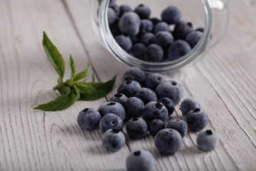 Blueberries on a light background