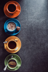 cup of coffee, cacao and tea