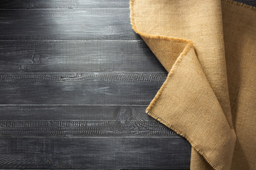 burlap hessian sacking on wood