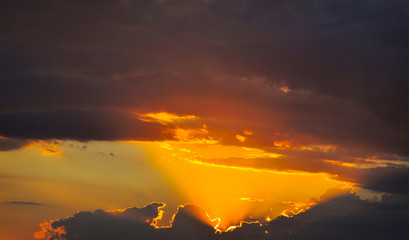 Sunset clouds sky sunburst