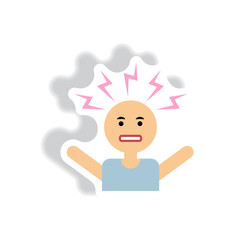 stylish icon in label, tag, sticky man headache