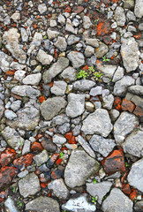 Background with fragments of brick and concrete