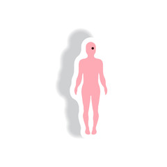 stylish icon in paper sticker style body eye