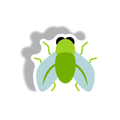 stylish icon in paper sticker style fly insect