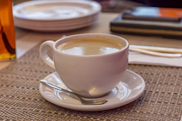 Cup of americano coffee, shallow focus