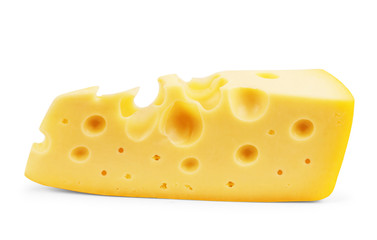Piece of cheese isolated on white