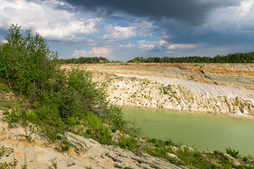 Chalk quarry filled with water in Belarus.