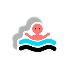 stylish icon in paper sticker style man swimmer