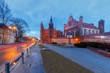 Plakat Vilnius. Catholic church of St. Anne at night.