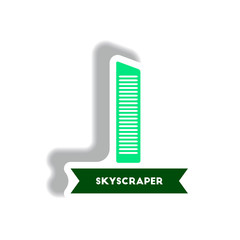 stylish icon in paper sticker style building skyscraper