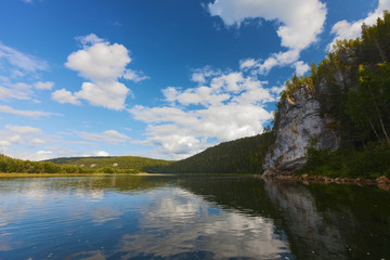 Summer landscape. River Vishera. Ural mountains