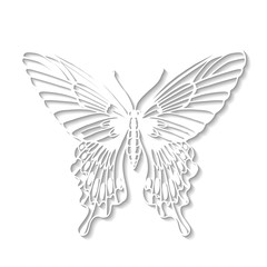 Silhouette of a butterfly with shadow, vector illustration.